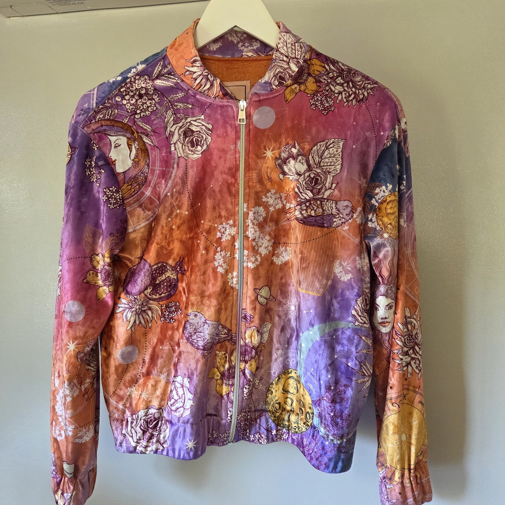 Boho Cosmic Mystic Velvet Bomber Jacket